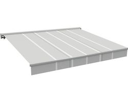 Halbkassettenmarkise elektrisch 500x300 Stoff grau gestreift