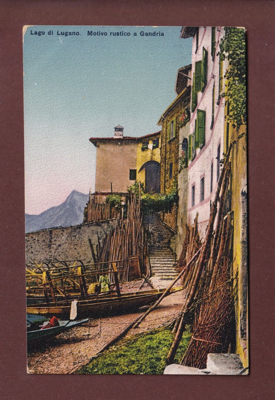 Cartoline postali: GANDRIA - Motivo rustico - 1919 – Usato da Pully venduto da nicecards