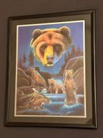 Glitzerndes Tier Bild Bär inkl. schwarzem Rahmen