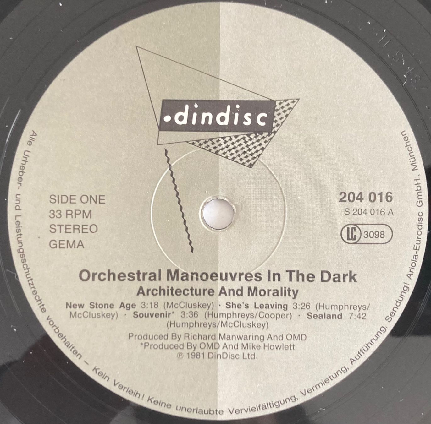 Dischi in vinile: ORCHESTRAL MANOEUVRE IN THE DARK - ARCHITECTURE & MORALITY – Usato da Poliez-Pittet venduto da Newtown-Records 3