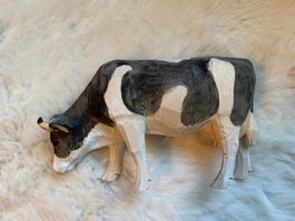 Kuh, Holz, weidend, Schwarz-Weiss, Huggler Brienz, Krippe