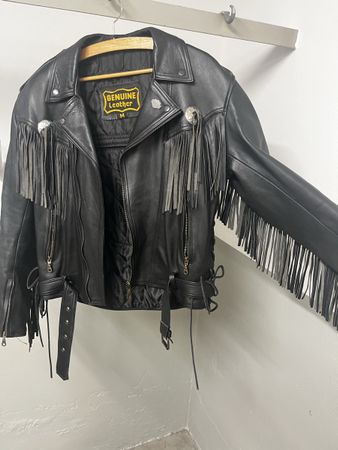 Fransen Lederjacke Motorrad Grösse M