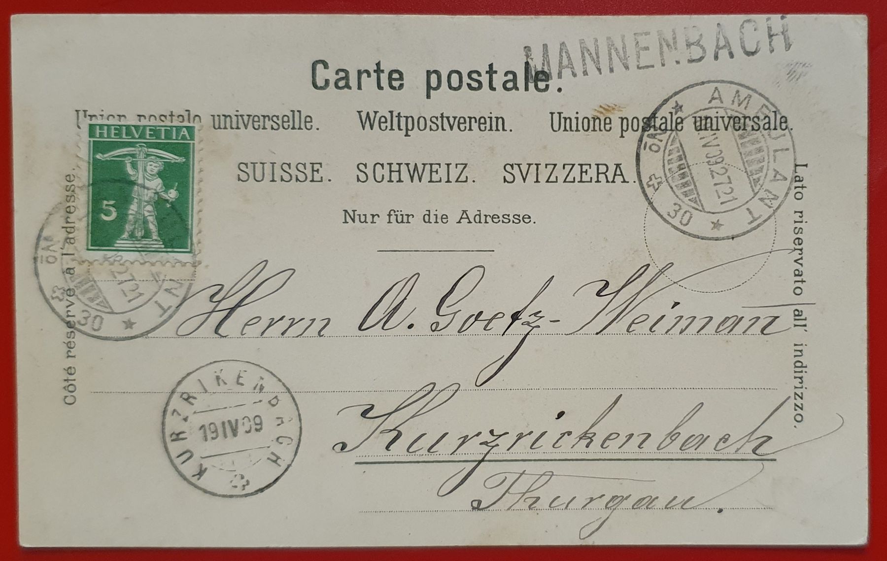 Cartoline postali: Gruss aus Illnau 1909 – Usato da Kreuzlingen venduto da Rschweiz1 1