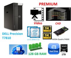 Dell T7810 Precision PC 128GB CAD P4000 1TB SSD 4TB HD 2xCPU