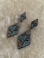 Boucles d'oreilles strass ✨argent et vert d’eau