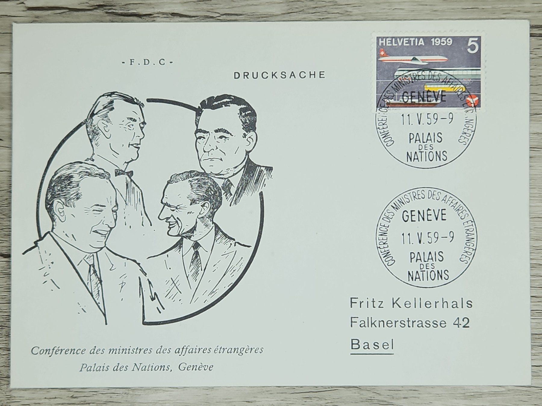 Tutti i francobolli: CL02 Enveloppe + Timbre Suisse 1959 – Usato da Cousset venduto da Patrick_Collections