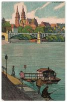 Basel, Münster & Wettsteinbrücke, Künstlerkarte, gel. 1931