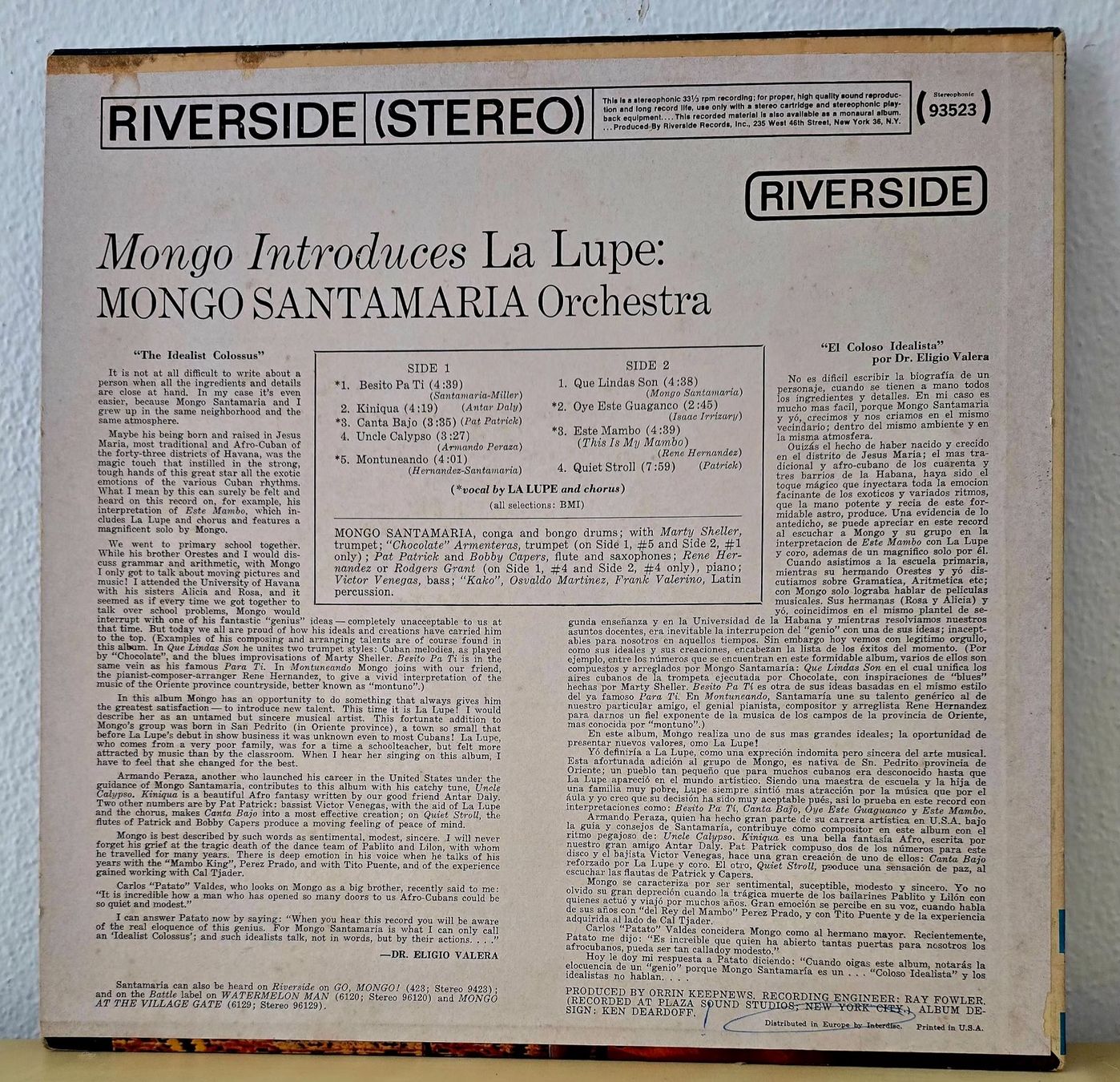 Vinyles: Mongo Santamaria Orchestra & La LupeMongo Introduces La Lupe – D'occasion à Lugano par mdal 1