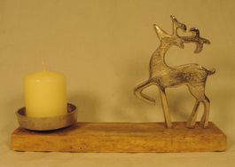 Weihnachtsdekoration, Kerzenhalter, Metall Hirsch, Neuware