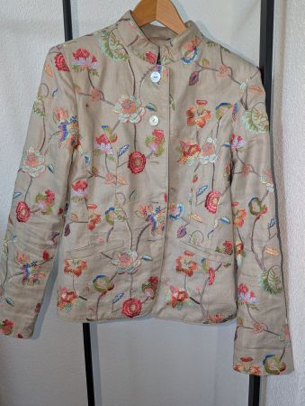 Leinenjacke, bestickt, beige, WHITE LABEL, Gr. 38
