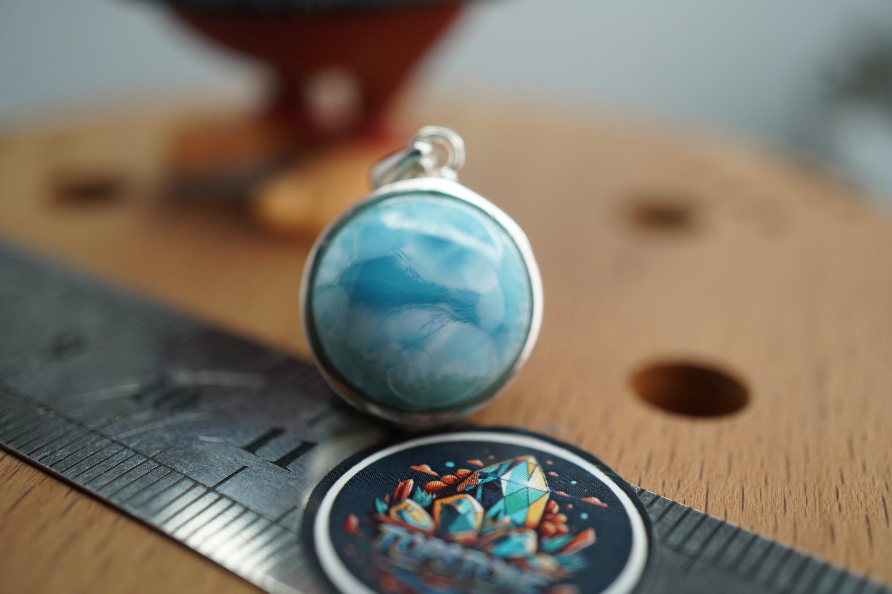 Pendentifs: Larimar Rund    Silber 925 Silber  Anhänger – Neuf avec emballage d'origine à Eschenbach SG par topstone 1