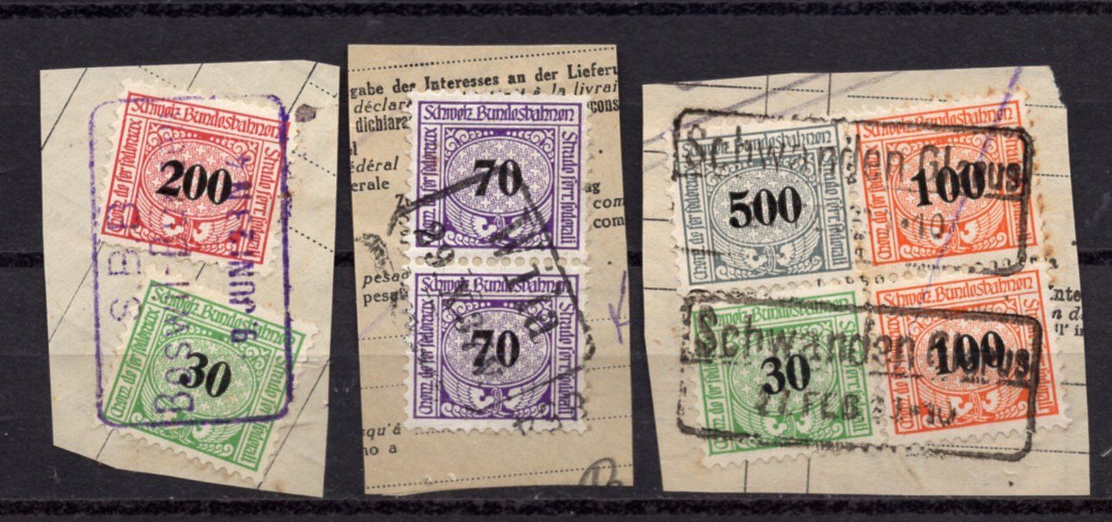 Tutti i francobolli: Lot   Eisenbahnmarken  AUSSCHNITTE – Usato da Aarau venduto da kufi44