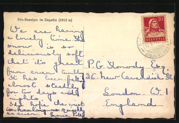 Cartoline postali: AK Sils-Baselgia, Ortsansicht im Winter – Usato da Berlin venduto da bartko-reher 1