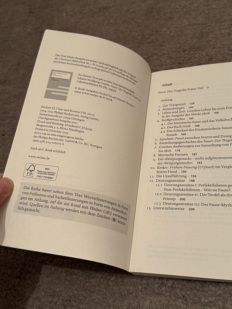 Libri: Goethe, Faust. Der Tragödie erster Teil – Usato da Ellikon a d Thur venduto da anja_herbi 1