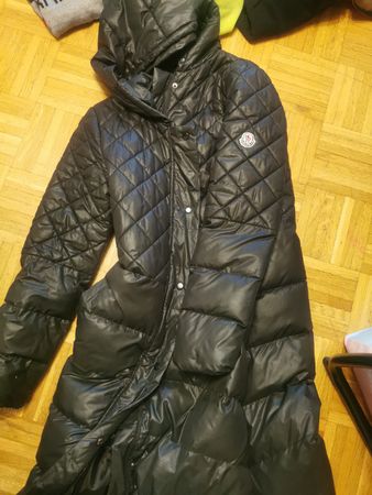 Doudoune Moncler longue, noire, matelassée, taille 38-40