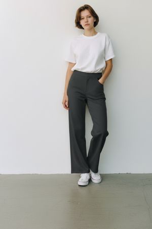 Damen warme Stoff Hose Gr l mit Bügelfalten