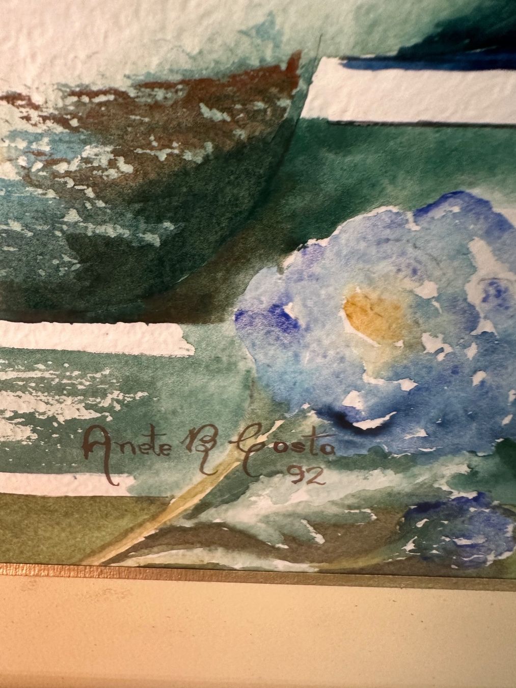 Dipinti: Aquarelle, bouquet de fleurs – Usato da Lausanne venduto da artnouveau04 3