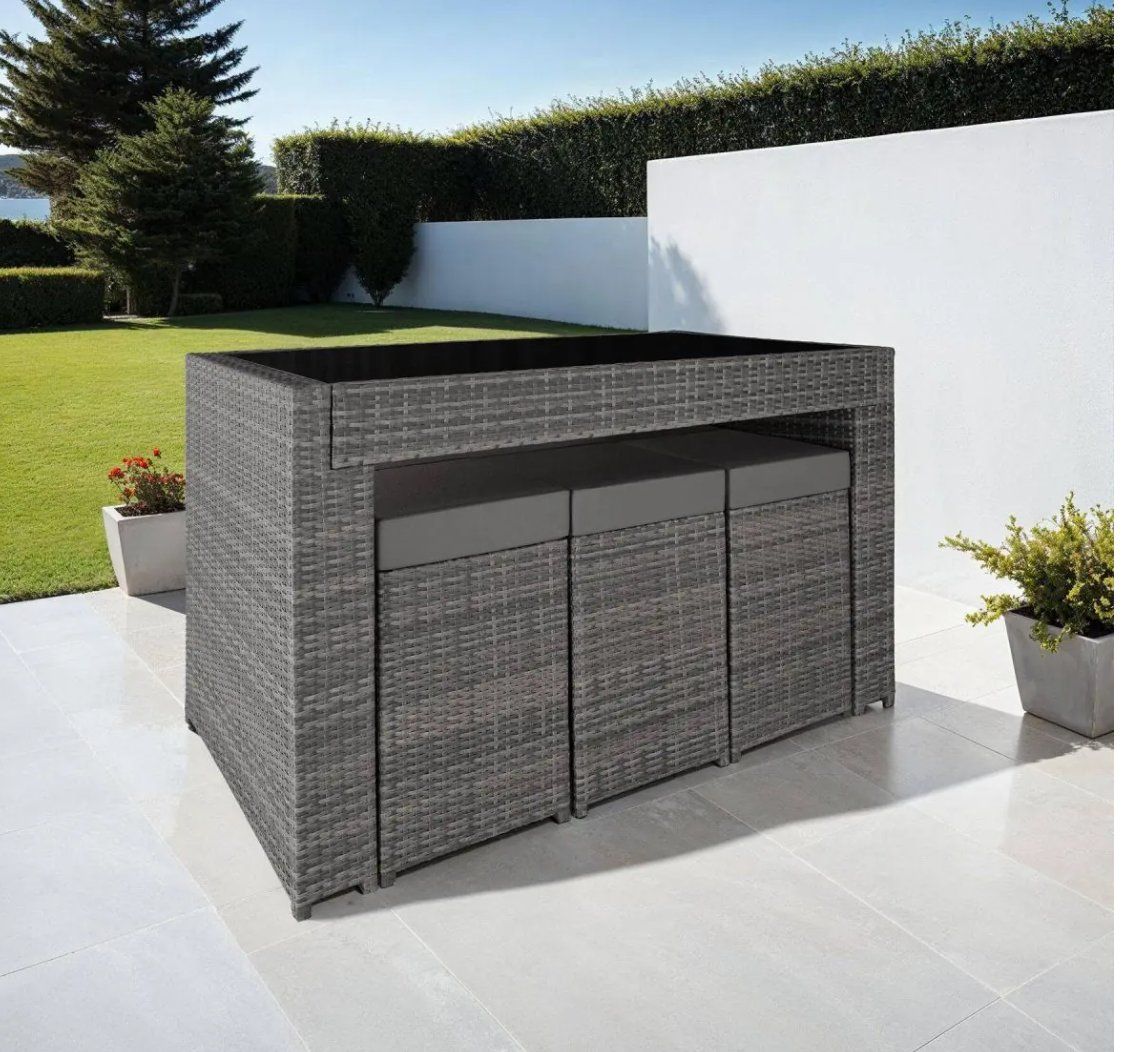 Set di tavolo e panche: Aluminium Rattan Barset grau – Nuovo (secondo la descrizione) da Steinhausen venduto da Retourenprofis 2