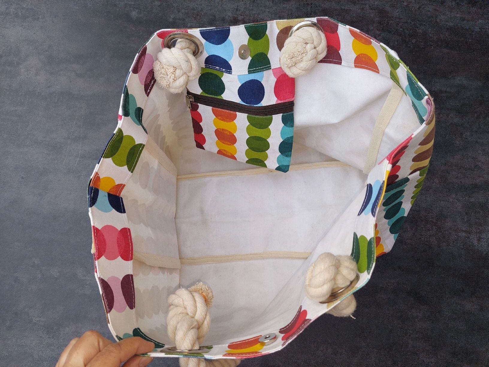Borse: lustige Strandtasche mit Punkten und Seilhenkel – Usato da Brunnen venduto da Livianda 4
