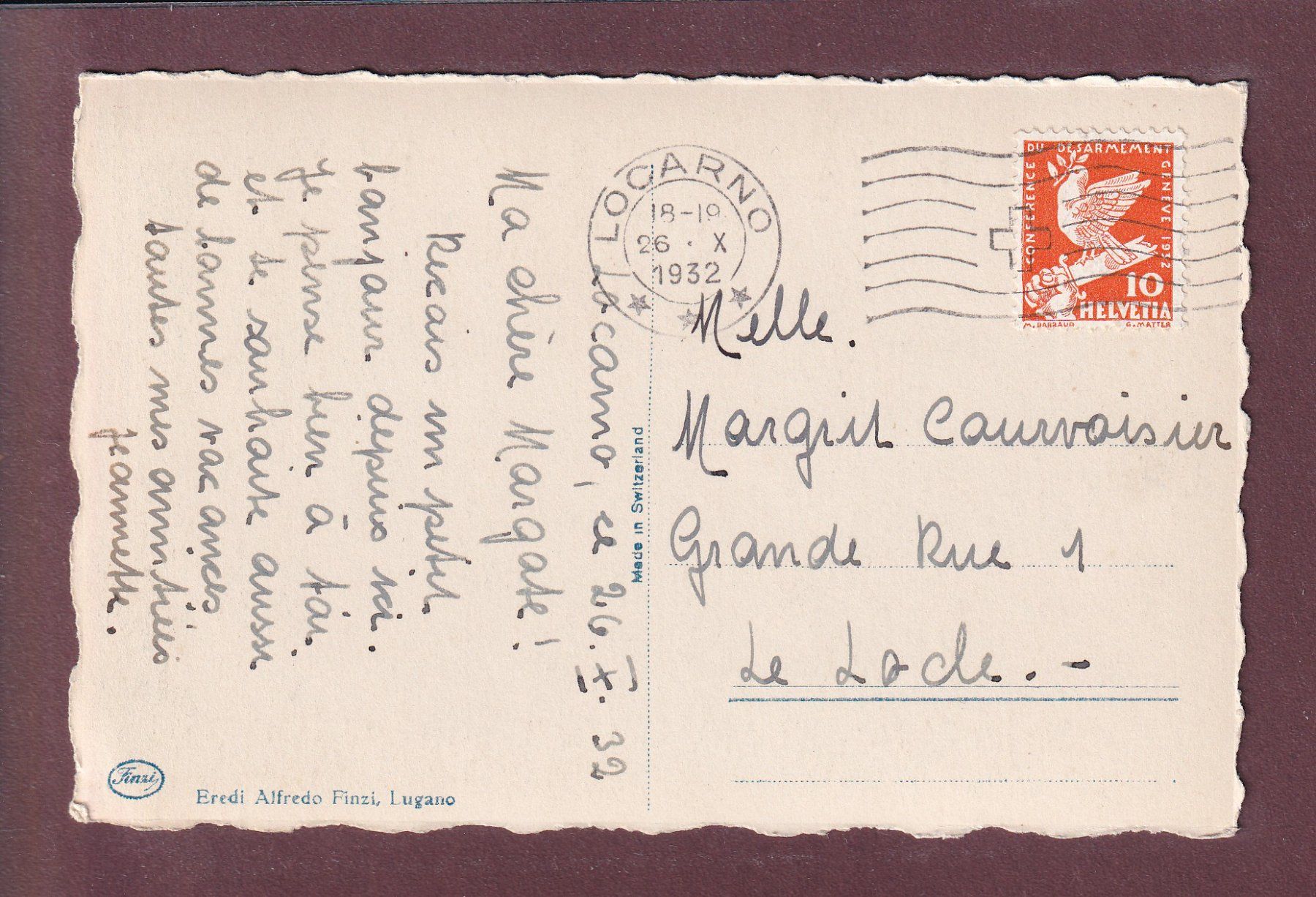 Cartoline postali: LOCARNO - Castello dei Visconti - 1932 – Usato da Pully venduto da nicecards 1