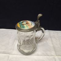 Versand möglich! Bierkrug, schönes Glas, Bild auf Deckel (2)