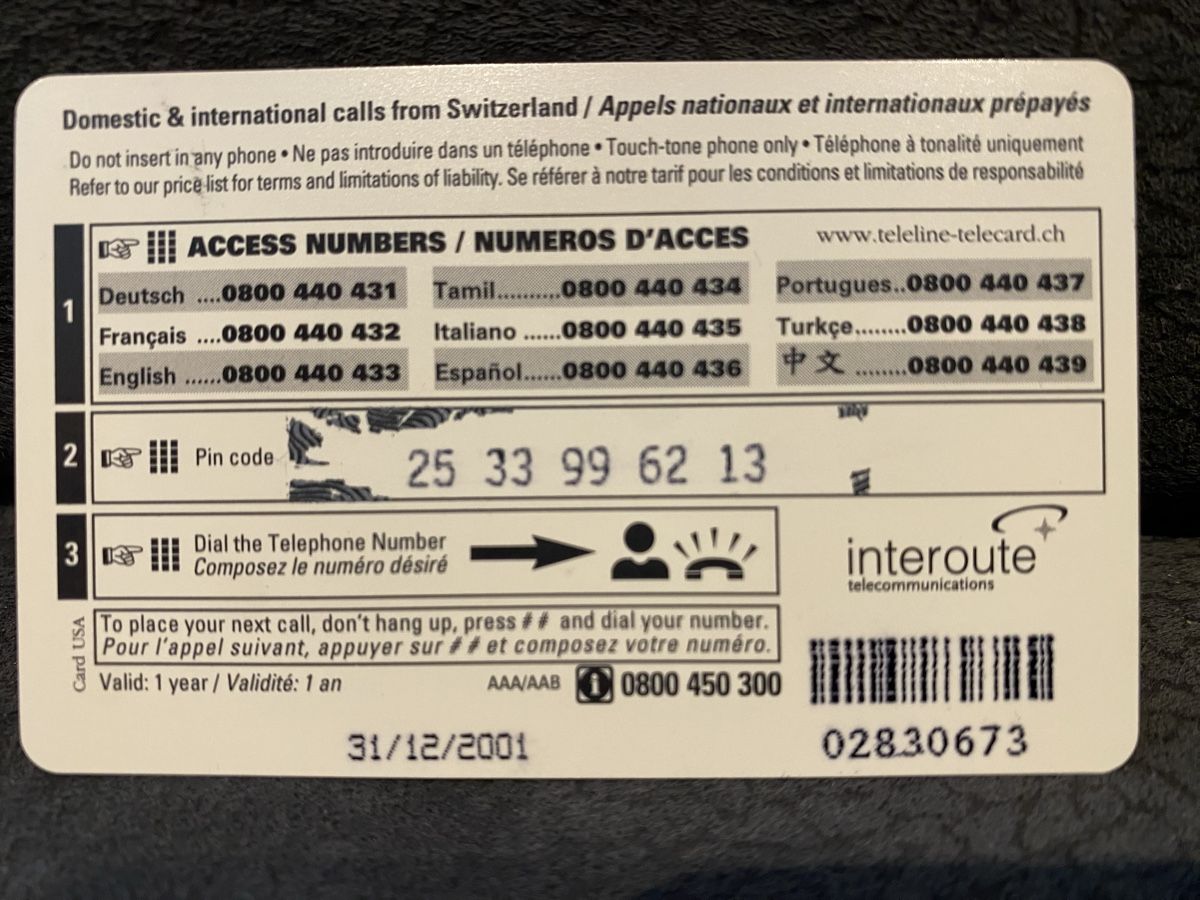 Schede telefoniche: Teleline – Usato da Lausanne venduto da babacard10 1