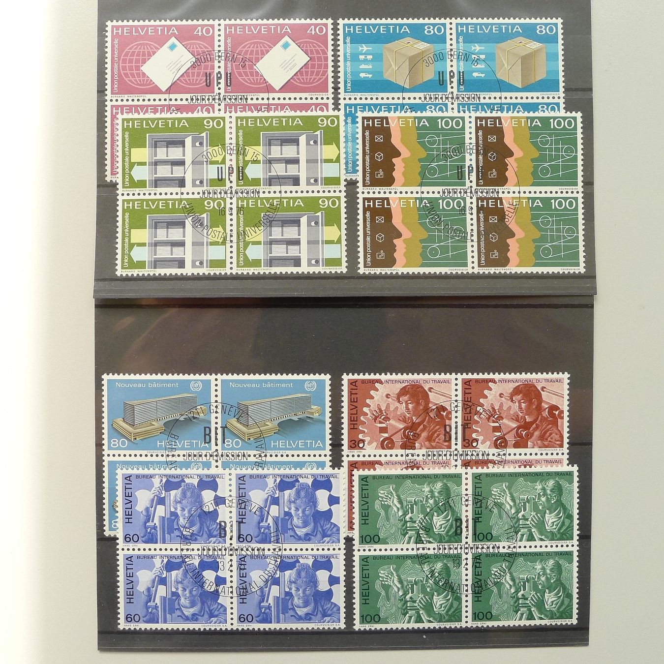 Alle Briefmarken: 1955-1976, gute Viererblock-Sammlung Ämter, Kat: 332.- – Gebraucht aus Sursee von Luzernerraute 6