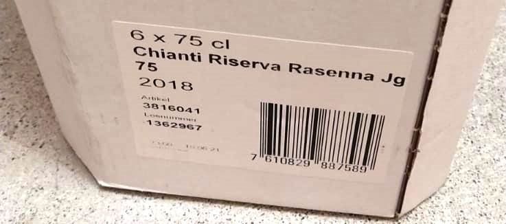 Vino: Chianti, Riserva Rasenna 2018 - 6 Flaschen, 75 cl - – Nuovo e nell'imballaggio originale da Zürich venduto da 1980ale 5