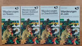 4 alte Prospekte Mit dem Postauto zum Wanderweg