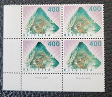 Briefmarken Helvetia 400 Fluorit grün 4er Block