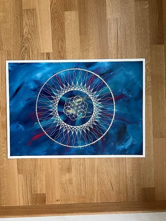 Dipinti: 70x50cm Bild blau Mandala – Usato da Urdorf venduto da manuela4 1