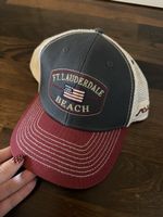USA Ft. Lauderdale Beach Cap Trucker Hat Adjustable Grey 