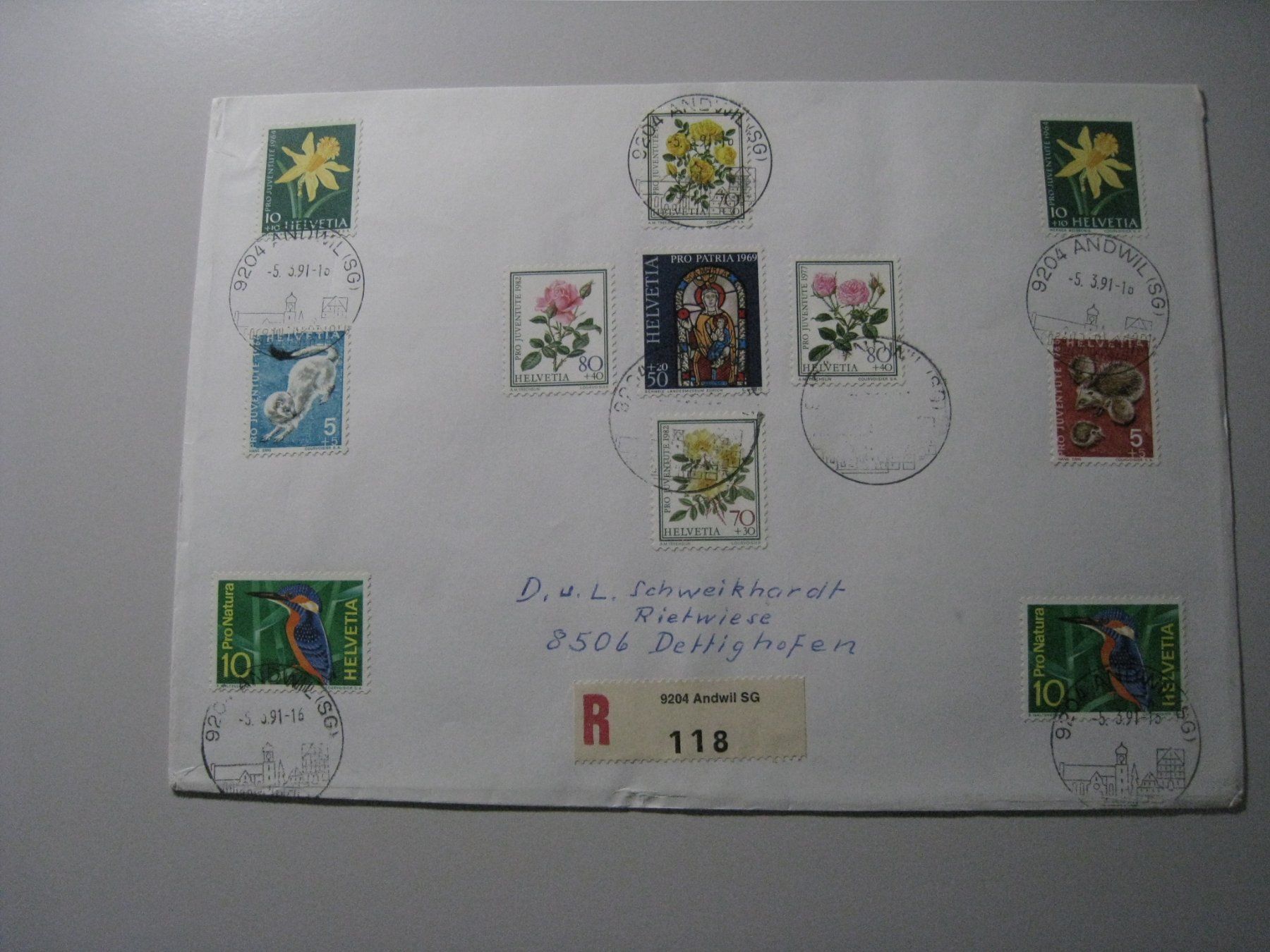 Tutti i francobolli: Andwil-Dettighofen 1991 – Usato da Aarwangen venduto da Pinsel7890