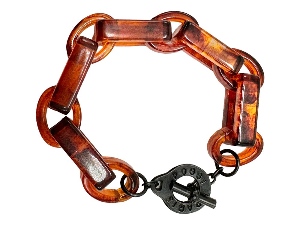 Bracelet En Bakélite Ambré – Vintage Et Authentique, 24 Grammes