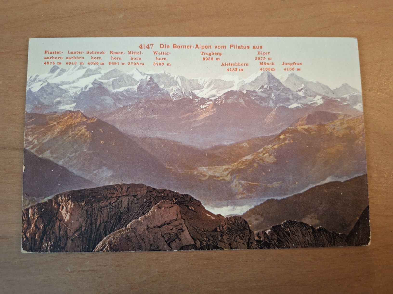 Cartoline postali: Die Berner-Alpen vom Pilatus aus  – Usato da Sargans venduto da nicsam1815