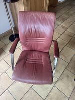 Chair leather brown vintage cantilever armchair good conditi