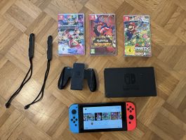 Nintendo Switch Konsole mit Spielen und Zubehör/Top Zustand