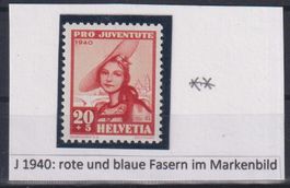 5x) Abart Juventute 1940, postfrisch, sehe Scan