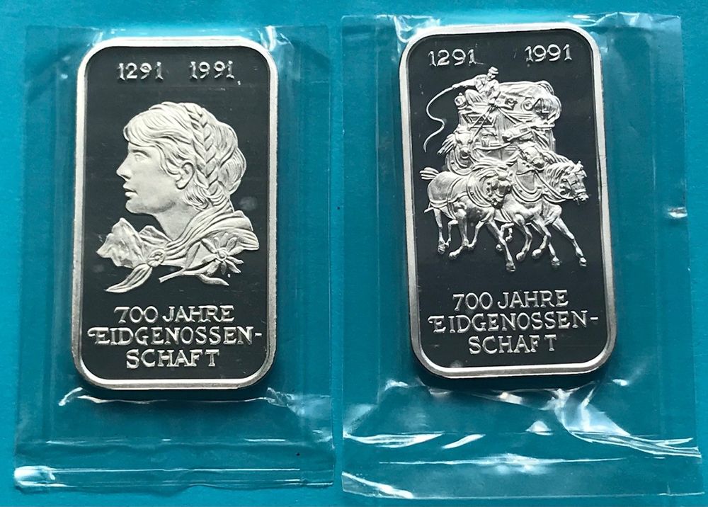 2 sehr schöne 1 SilberUnzenBarren (62,2 Gramm) 999.0 Fine Kaufen auf Ricardo