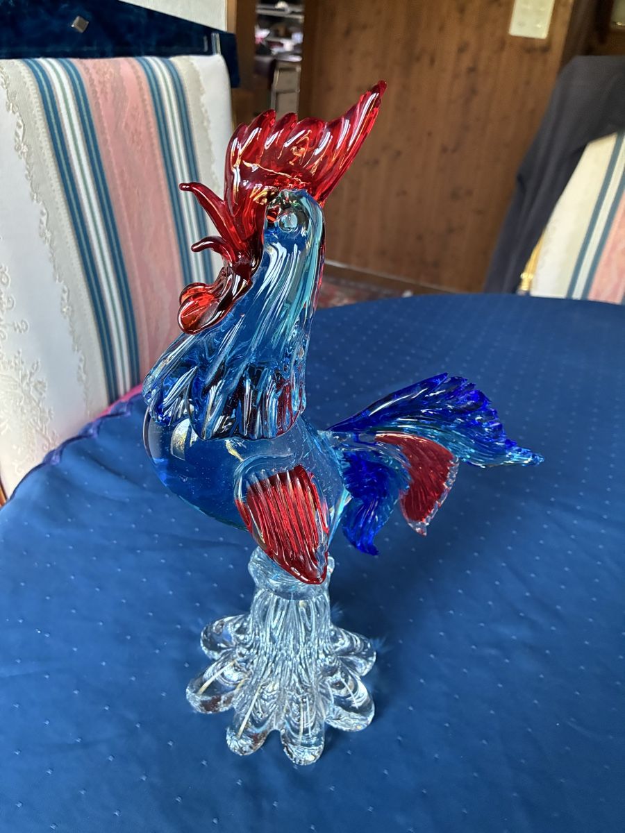 Murano Bicchieri: Murano - grosser Güggel rot/blau – Usato da Dornach venduto da Rosengarten