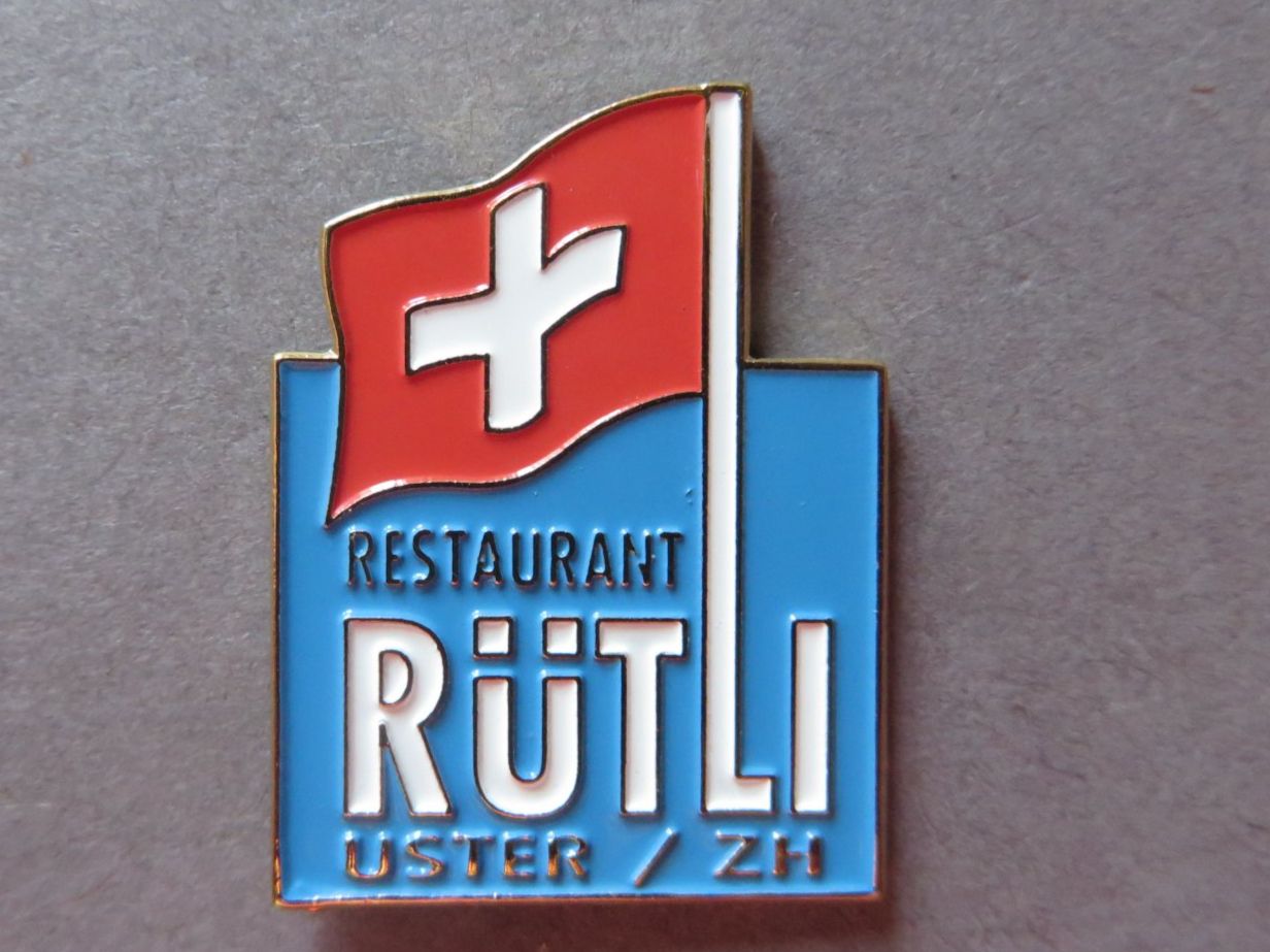 Placchette & Badge: PIN, RESTAURANT RÜTLI USTER ZH, FLAGGE SCHWEIZ – Usato da Neuhausen venduto da luckimucki