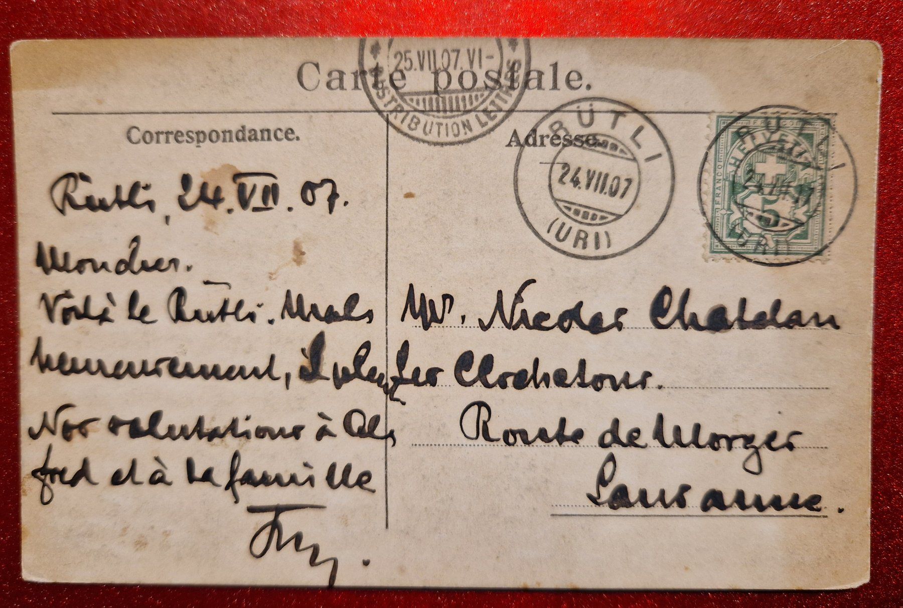 Cartoline postali: Rütli-Stube Uri - 1907 rar – Usato da Melchnau venduto da Fishel 1