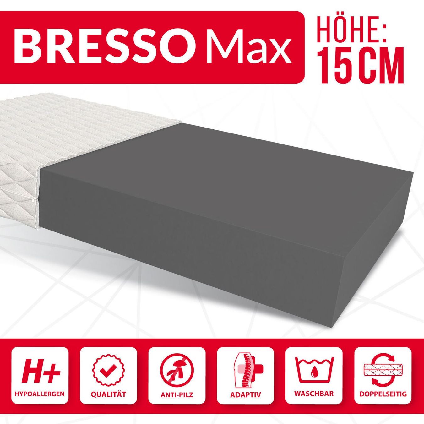Materassi: Matratze BRESSO MAX - H3 - 15cm - 160x200 – Nuovo e nell'imballaggio originale da Wallenwil venduto da toesstal-vertrieb