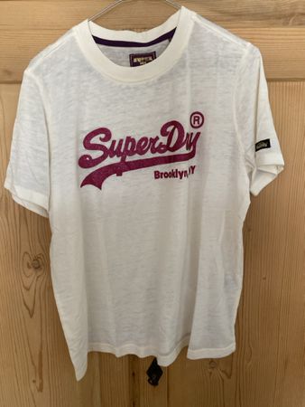 Superdry T-Shirt ecrue Grösse 40 guter Zustand