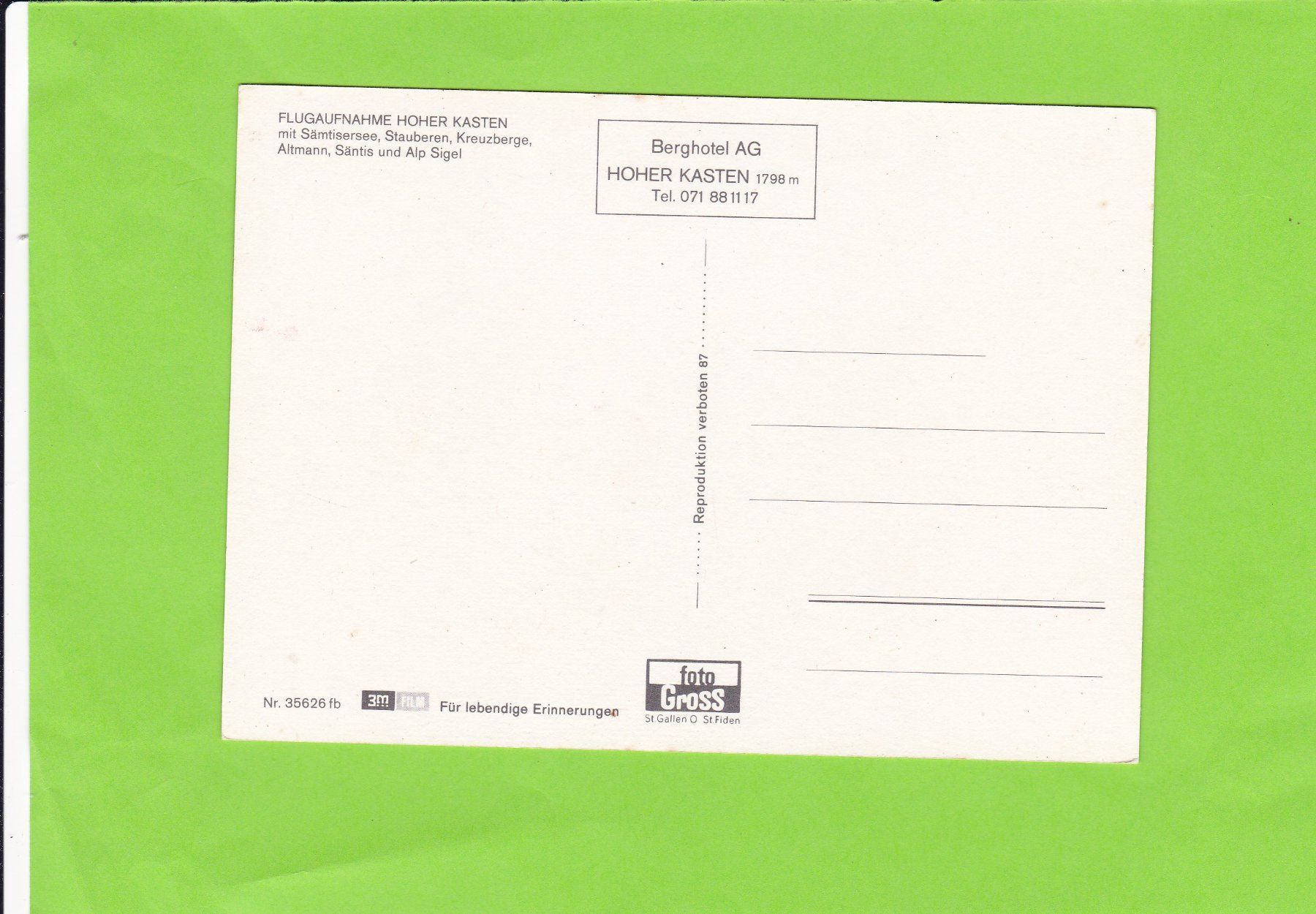 Cartoline postali: Gruss vom Hohen Kasten – Usato da St. Peterzell venduto da neckertal 1