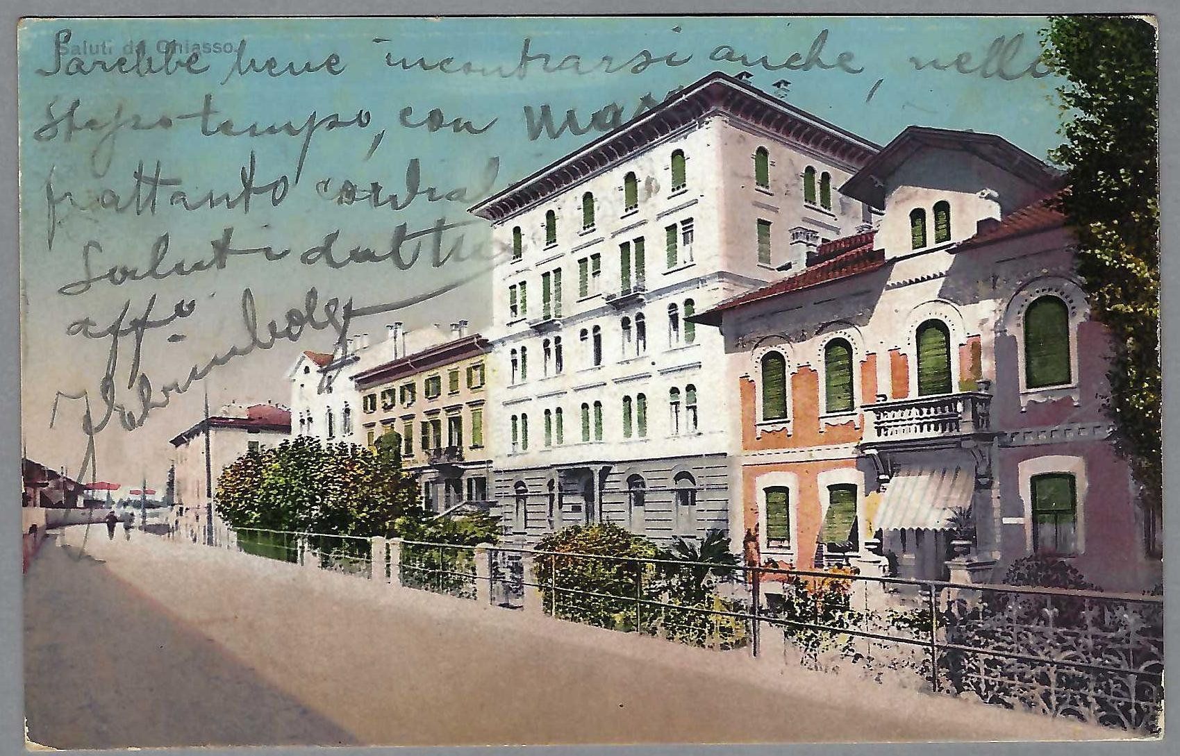 Cartoline postali: 1910, SALUTI DA CHIASSO, NON COMUNE – Usato da Pura venduto da ulisse1957