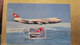 1981 Maximimkarte 50 Jahre Swissair Flug Zürich - Chicago