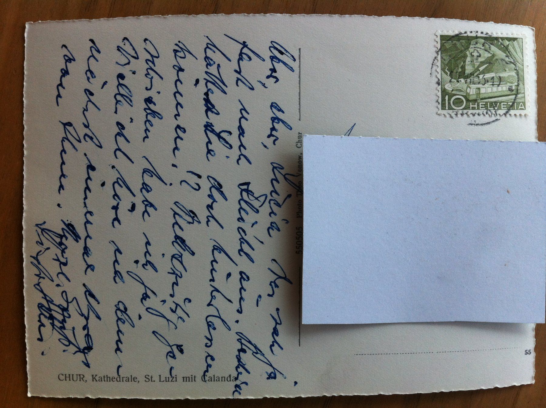 Cartoline postali: Ansichtskarte:Chur  Kathedrale St. Luzi mit Calanda 1956 – Usato da Brunnen venduto da Artemis53 1