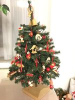 Weihnachtsb.H70-B42cm bel.mitHolzornamenten Vintage, Rarität