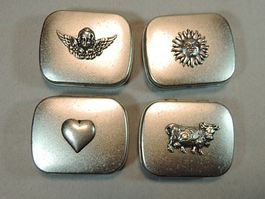 Dosen Set 4 Stk. Engel Sonne Herz Kuh, Metall Dosen